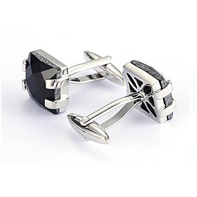 baratos Abotoaduras-Homens Botões de Punho Trabalho Casual Broche Jóias Preto Para