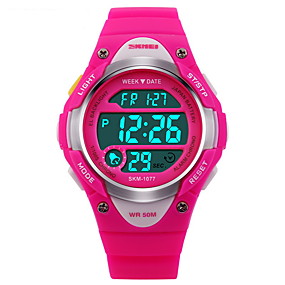 baratos Relógios Infantis-SKMEI Relógio Esportivo Relogio digital Digital Borracha Preta / Azul / Rosa 30 m Impermeável Alarme Calendário Digital Fashion - Preto Azul Rosa claro Dois anos Ciclo de Vida da Bateria / Cronógrafo