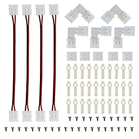 baratos Conetores-Conector de luz de tira conduzida e parafusos de kit munting bracket incluídos para luzes de tira LED de cor única de 2 pinos 10mm