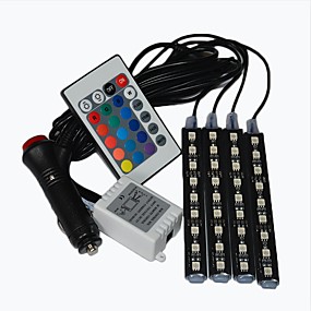 baratos Luzes LED e Gadgets-luzes do carro levou tira lâmpada de néon decorativo atmosfera luzes interior do carro luz