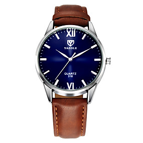 baratos Jóias &amp; Relógios-YAZOLE Homens Relógio de Pulso Couro Preta / Marrom Relógio Casual Analógico Clássico Casual Relógio simples - Preto Marron Um ano Ciclo de Vida da Bateria