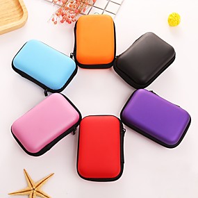 baratos Organizadores de Mesa-1 pc soild color redondo fone de ouvido com zíper saco de armazenamento
