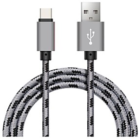 baratos Mi Mix 3-Tipo-C Cabo 1m-1.99m / 3ft-6ft Entrançado / Carga rápida Náilon Adaptador de cabo USB Para Samsung / Huawei