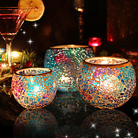 baratos Home Fragrances-Campo / Rustico / Estilo Europeu vidro / Vidro Suporte de Vela Novidade / Aniversário / Candelabro 3pçs, Candle / Candle Holder