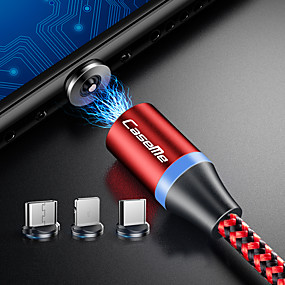 baratos Google-Caseme iphone / tipo-c / micro usb 2 em 1 telefone magnético cabo de carregamento rápido carregamento levou 1.0m (3ft) nylon trançado android para iphone / samsung / huawei / sony