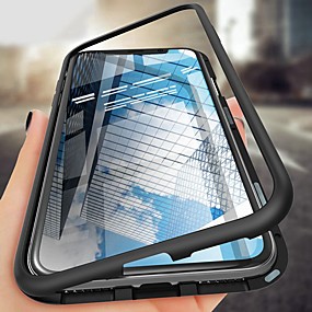 baratos iPhone XR-Capinha Para Apple iPhone XS / iPhone XR / iPhone XS Max Antichoque / Ultra-Fina / Magnética Capa Proteção Completa Sólido Rígida Vidro Temperado / Metal