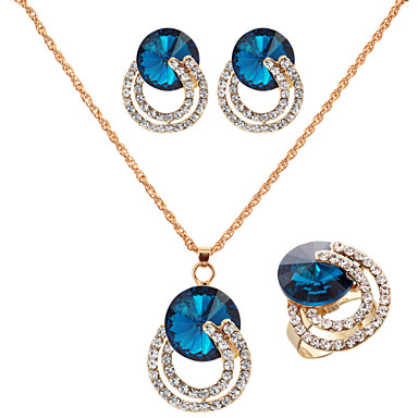 Fashion Gold Gold Plated (Necklace&Earrings&Ring) Gemstone Jewelry Set ...