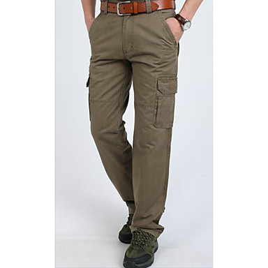 baratos Calças Plus Size para Homens-Homens Básico / Militar Diário Esportes Solto Chinos / Calças de carga Calças - Sólido Básico Preto Verde Tropa Khaki 38 35 42