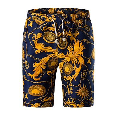 baratos Shorts-Homens Básico Tamanhos Grandes Diário Final de semana Delgado Chinos / Shorts Calças - Geométrica Primavera Verão Azul Marinha XXXL XXXXL XXXXXL