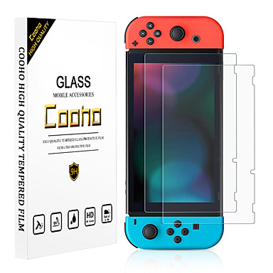 baratos Acessórios para Nintendo Switch-Cooho 2 pcs nintendo switch filme temperado nintendo switch máquina de jogo de película protetora filme de vidro bolha-livre hd inquebrável e resistente a arranhões fácil de instalar nintendo switch