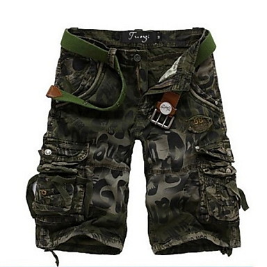 baratos Shorts-Homens Básico Shorts Calças - Estampado / camuflagem Azul Cinzento Escuro Verde Tropa 34 36 38