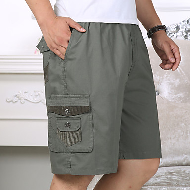 baratos Shorts-Homens Básico Solto Shorts Calças - Sólido Patchwork Algodão Amarelo Verde Tropa Khaki US40 / UK40 / EU48 US44 / UK44 / EU52 US46 / UK46 / EU54 / Elasticidade